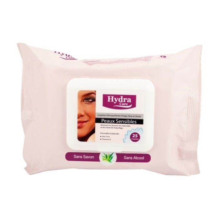 Hydra Care Lingettes Démaquillantes S 3EN1 - Peaux Sensibles - 25 unité