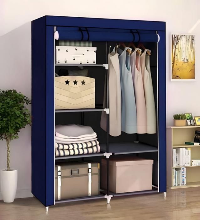 Armoire de Vêtements Portable demontable 2 Porte Bleu