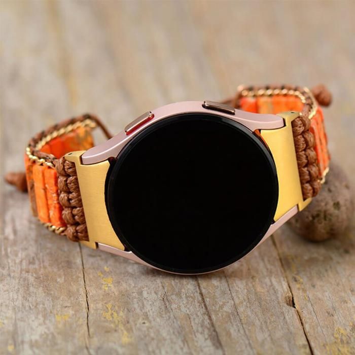 Bracelet Samsung Watch 4 Style Bohémien en Jaspe Orange