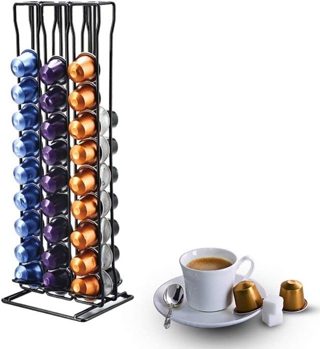 Porte capsule du café noir en acier inox 13.5x10.5x37 HP95-506H