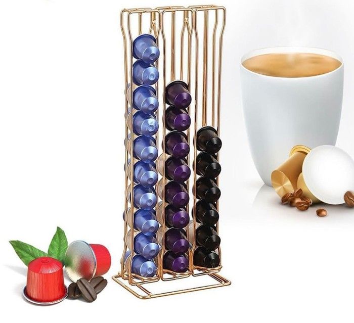 Porte capsule du café doree, en acier inox 13.5x10.5x37  HP95-506A