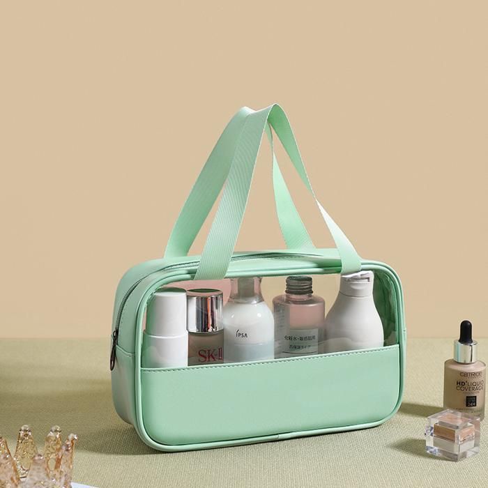 PVC & PU Cosmetic Sac bleu clair, M
