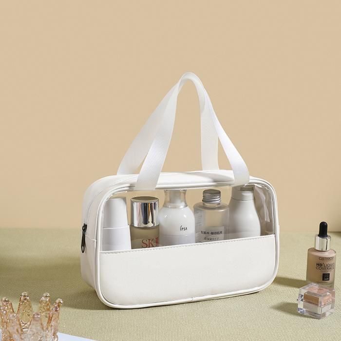 PVC & PU Sac cosmétique blanc, M