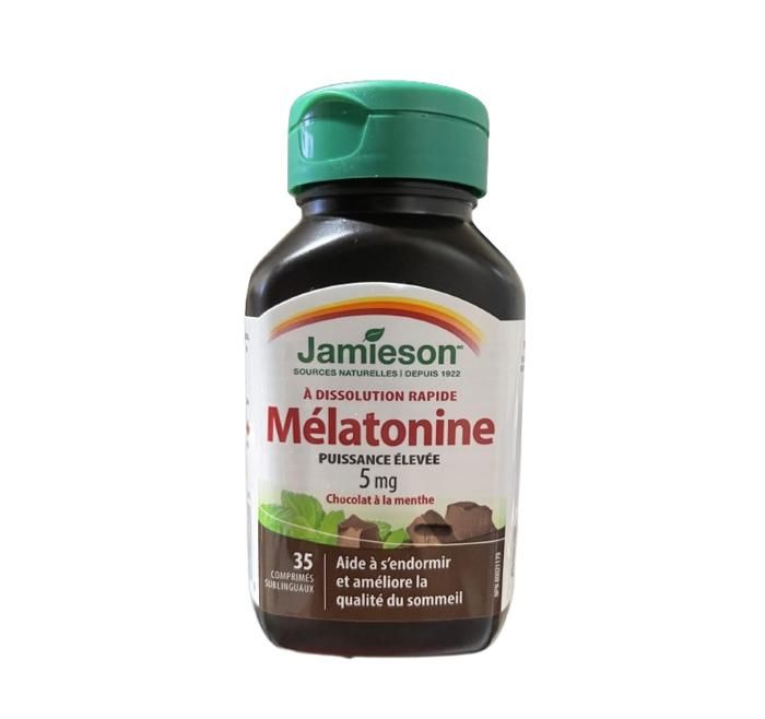 Jamieson Mélatonine 5mg, Extra Fort, Chocolat à la Menthe - 35 Comprimes