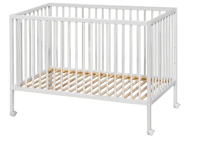 Lit Bébé JAD 60x120cm Avec Roulettes - Blanc