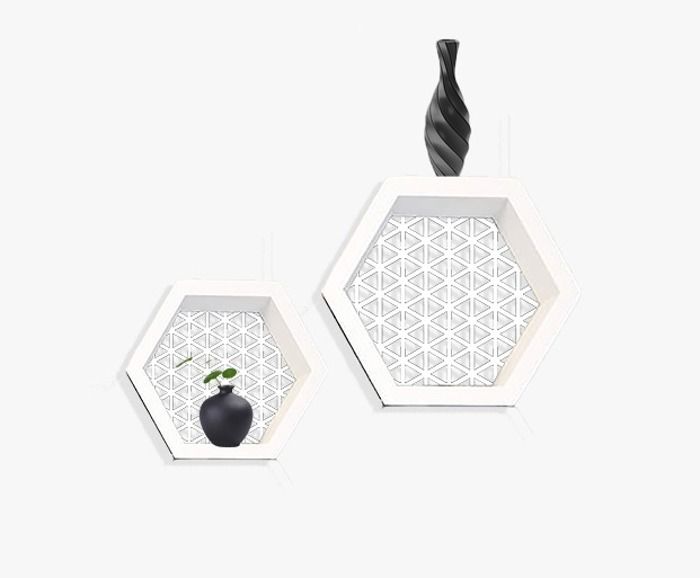 CUBE HEXAGONAL AVEC LAZER 24.5X21X10 CM CL BLANC