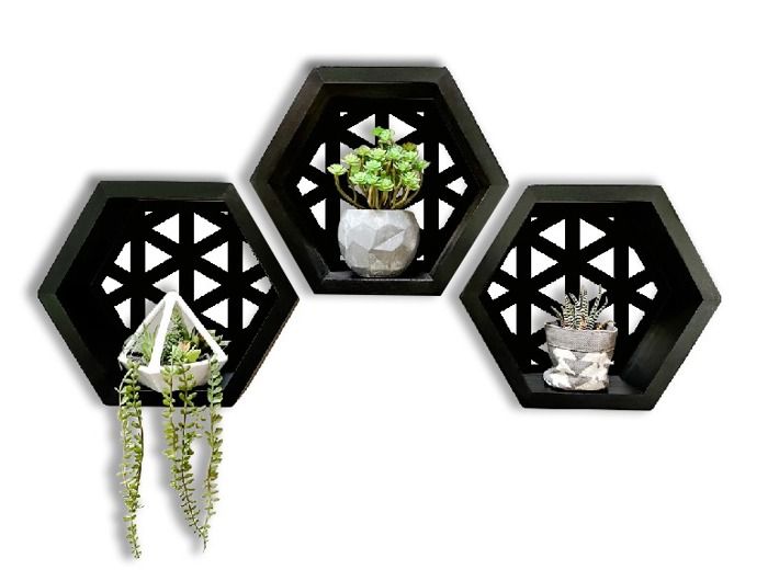 CUBE HEXAGONAL AVEC LAZER 24.5X21X10 CM CL NOIR