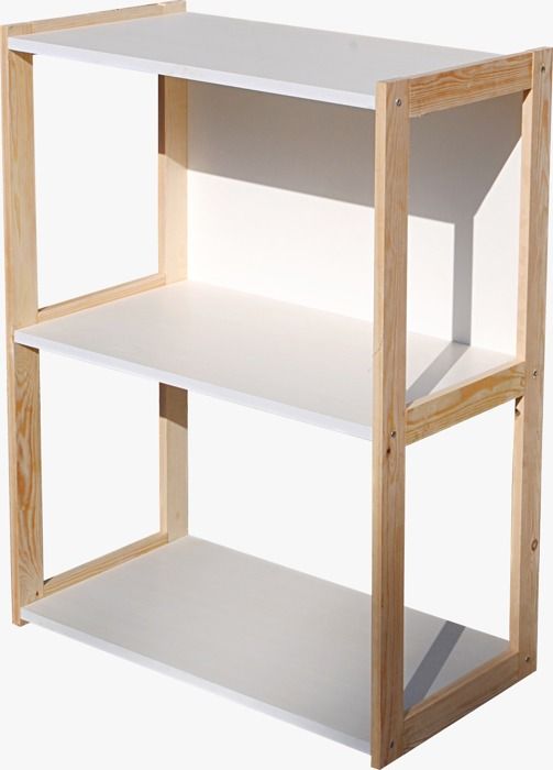 ETAGERE NATURA 2 NIV 63*33*82 CM BOIS MASSIF/PAN BLANC
