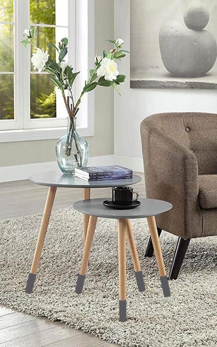 SET2TABLES GIGOGNES ROND COULEUR 60X54/ 50X49 GRI