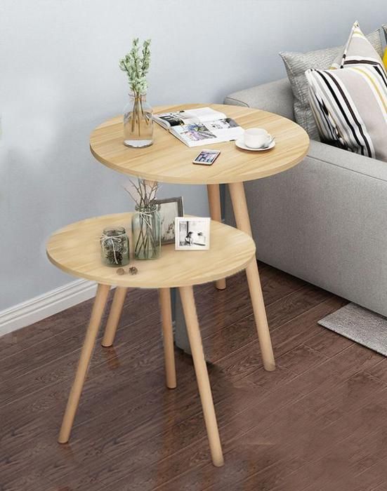 Set de 3 Tables Basses Gigognes - Plateaux Ronds Motif Marbre, Pieds Dorés - 60cm/50cm/40cm 