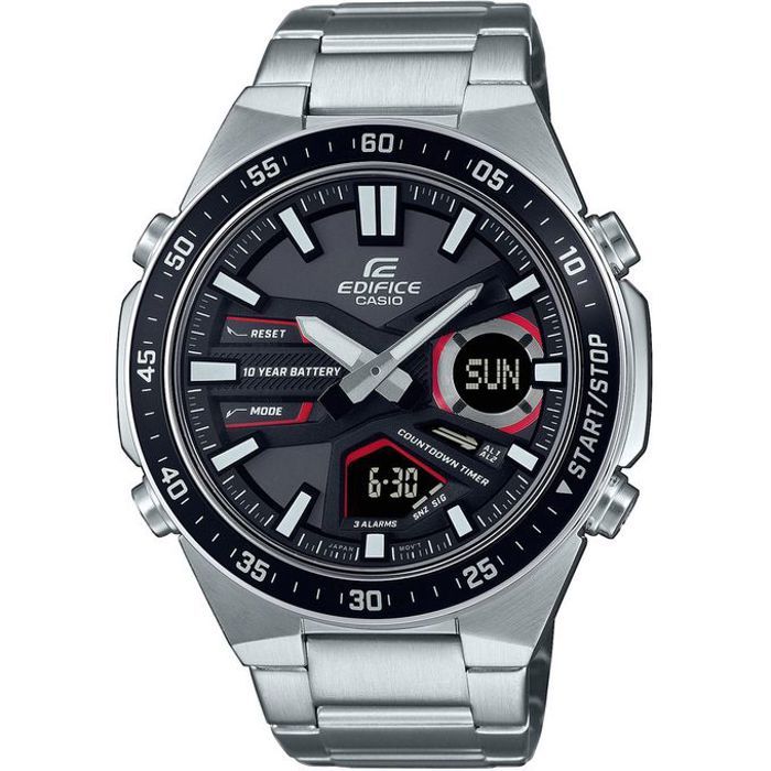 Casio Edifice - 3 alarmes quotidiennes - Double montres - 100m Water Resistant - EFV-C110D-1A4VDF