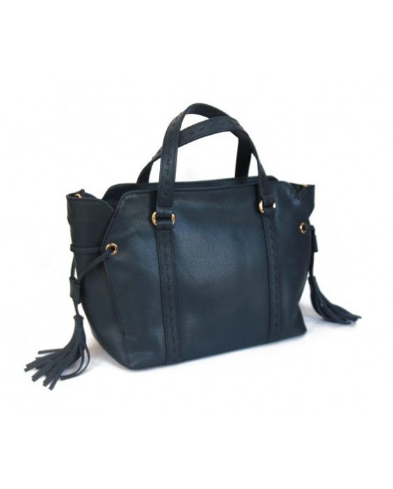 Sac à main - COUTURE - Cuir véritable - Bandoulière - Femme - Bleu nuit