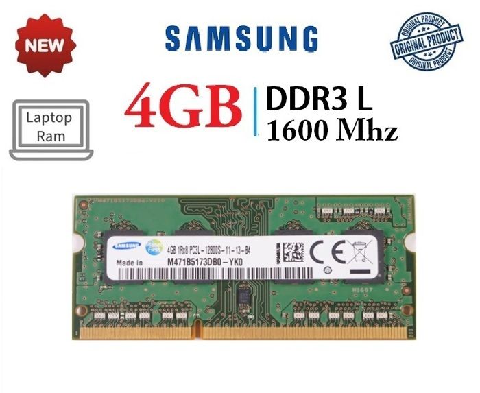 RAM 4GB DDR3L 1600MHz Samsung pour pc portable mémoire vive (4Go) 12800S