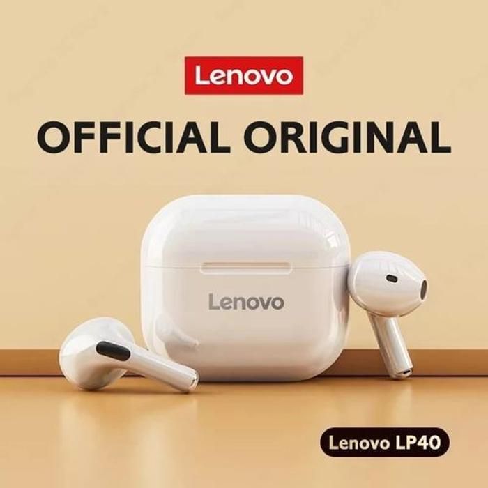 Lenovo écouteurs sans fil double stéréo Blanc - LP40 TWS