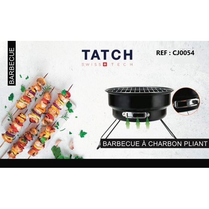 TATCH barbecue a charbon CJ0054  portable et pliable idéal pour grillade en plein air!