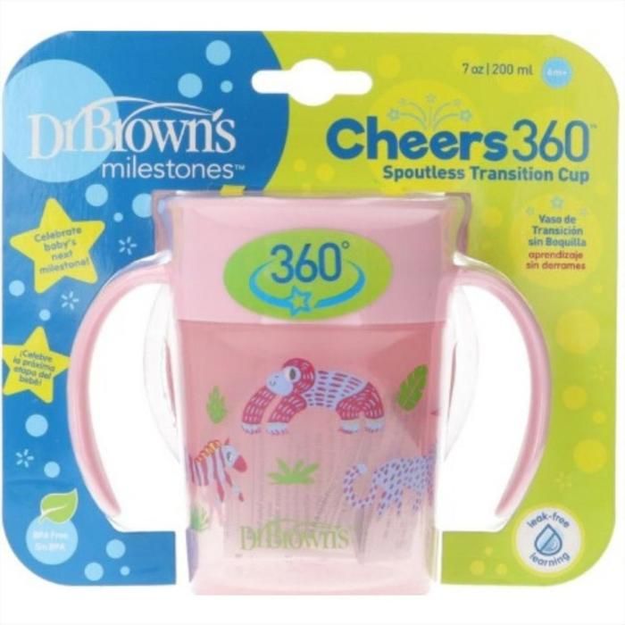 Dr.Brown 360 Cup Anti-déversement Bébés Oreillette Rose