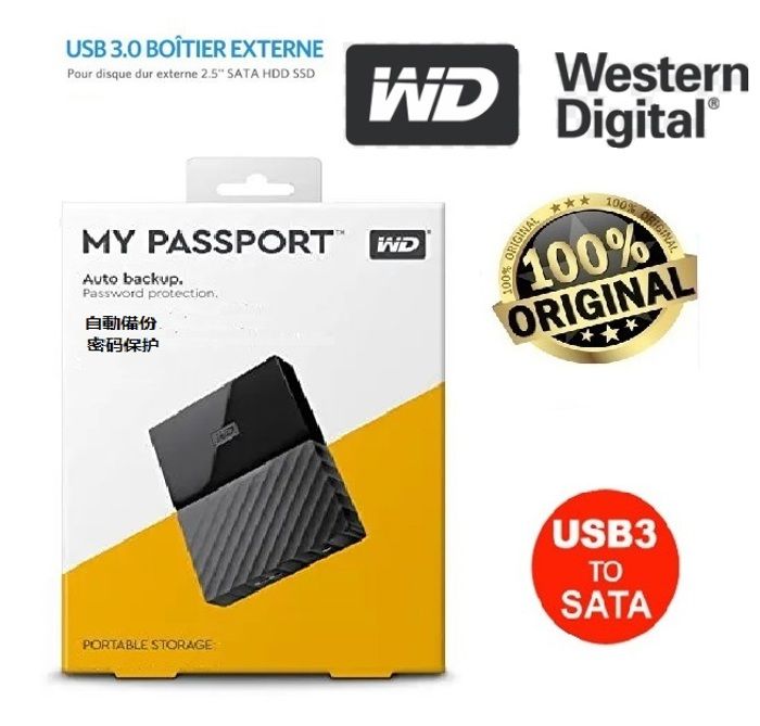Boitier disque dur WD My Passport SSD/HDD 2.5 Externe USB 3.0 Original