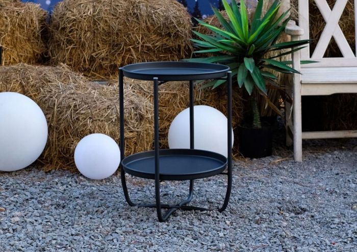 Table D'Appoint Ronde PIPA Avec 2 Étagères - Anthracite