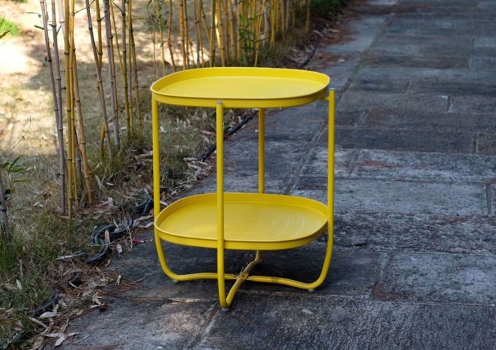 Table D'Appoint Carré PIPA Avec 2 Étagères - Jaune