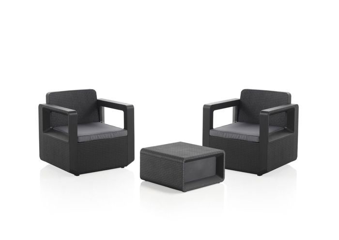 Set De Tête à Tête VENUS  Avec Table Basse - Graphite