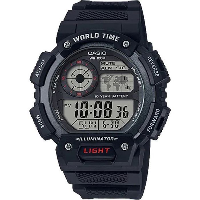Casio AE-1400WH-1AVDF -Durée de vie de la batterie de 10 ans -5 alarmes - É.100 mètres