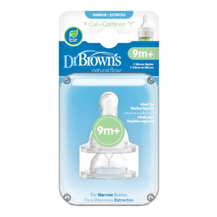 Dr. Brown's Pack de 2 Tétines Cole étroit L4 liquides épais 9M+