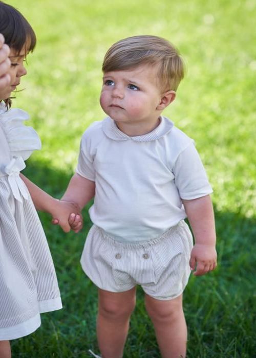 Ensemble Rapife rayé beige et blanc