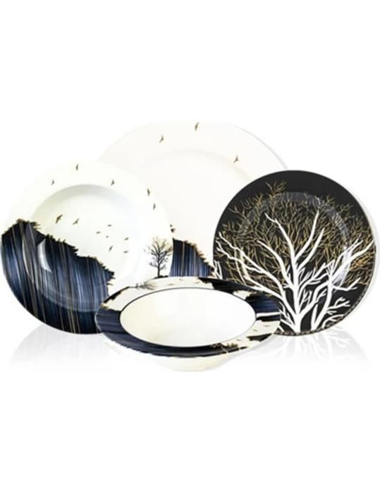 Service De Table 24 Pièces Porcelaine Bleu