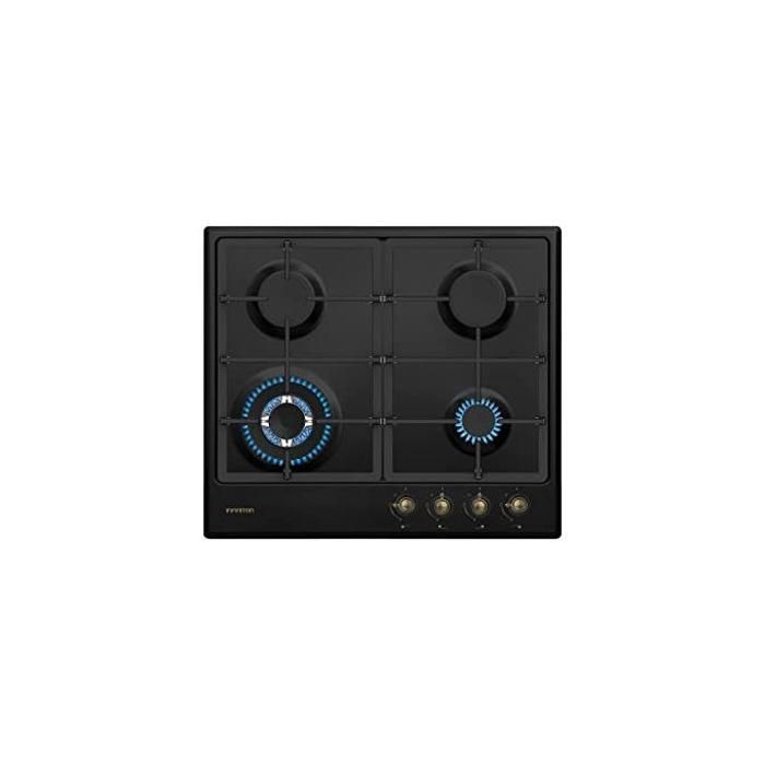PLAQUE DE CUISSON A GAZ RUSTIC 4 FEUX - INFINITON - GAS41RO NOIR