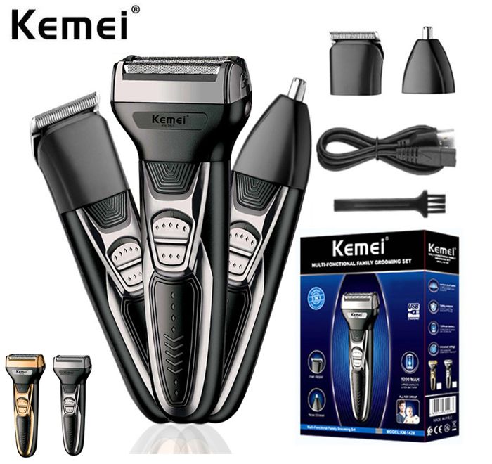 3 en 1 rasoir électrique rechargeable pour hommes, kit de toilettage, pour barbe, cheveux, corps, nez, oreilles, visage