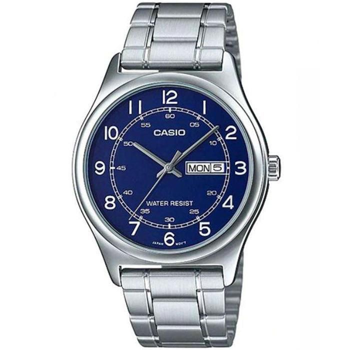 Casio Homme - MTP-V006D-2BUDF - Cadran bleu - Dateur "jour/mois" - Acier inoxydable