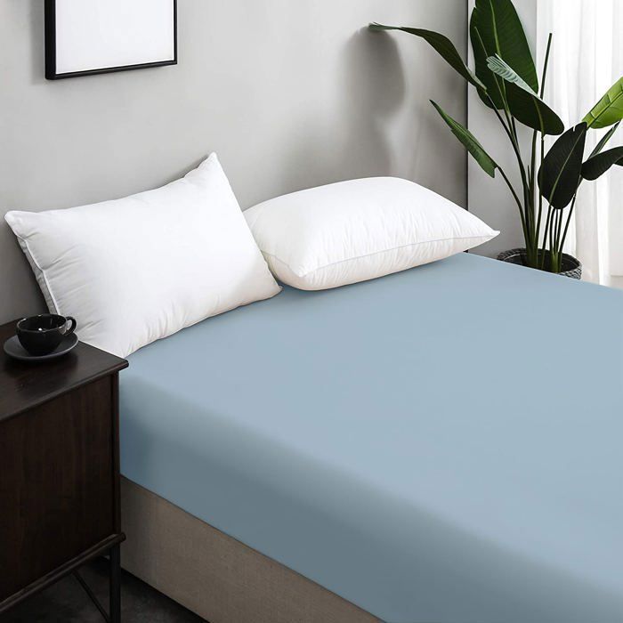 Drap Housse Bleu Glacier antiallergique 120x200 cm