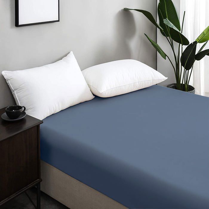 Drap Housse Bleu Jean  antiallergique  (2 Places) 160x200 cm
