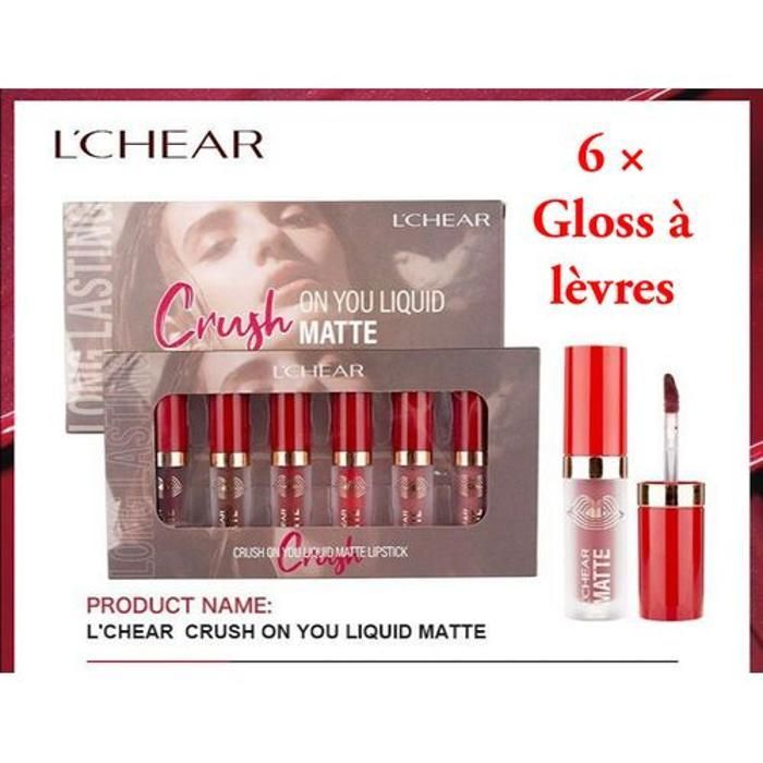 Gloss à lèvres, Pack de 6 couleurs Mat.