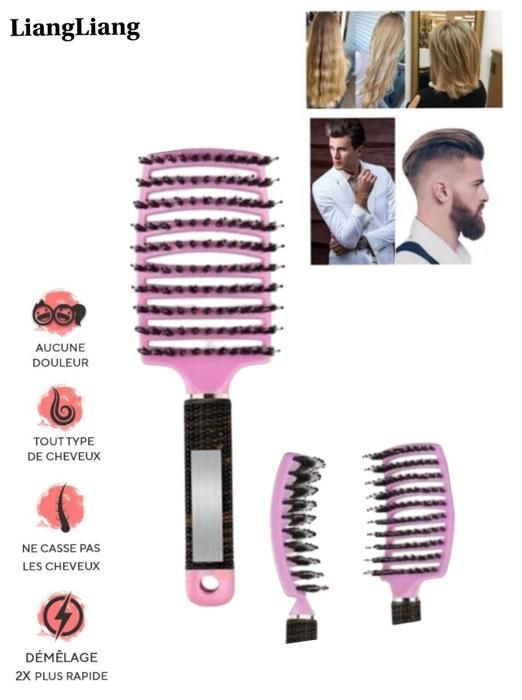 Brosse à Cheveux, Démêlante Anti-Casse et Anti-Nœuds, Brosse pour toute la famille.