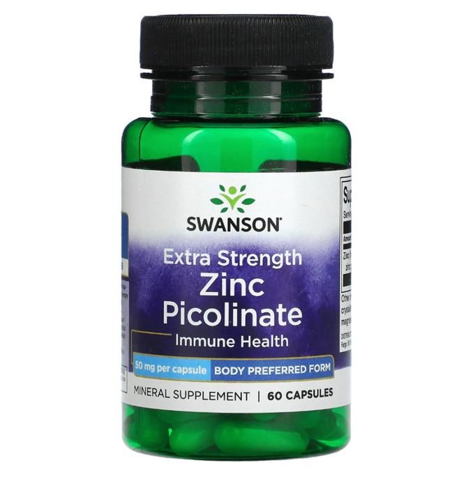 Swanson, Picolinate de zinc extrapuissant, 50 mg, 60 capsules