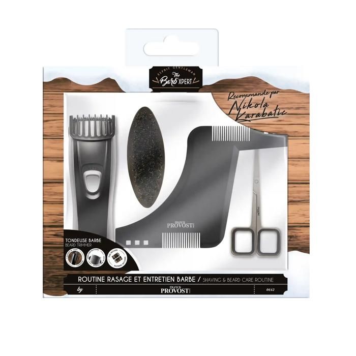 SET ROUTINE RASAGE & ENTRETIEN TONDEUSE+PEIGNE SCULTANT+CISEAUX+BROSSE BARBE THE BARB' XPERT