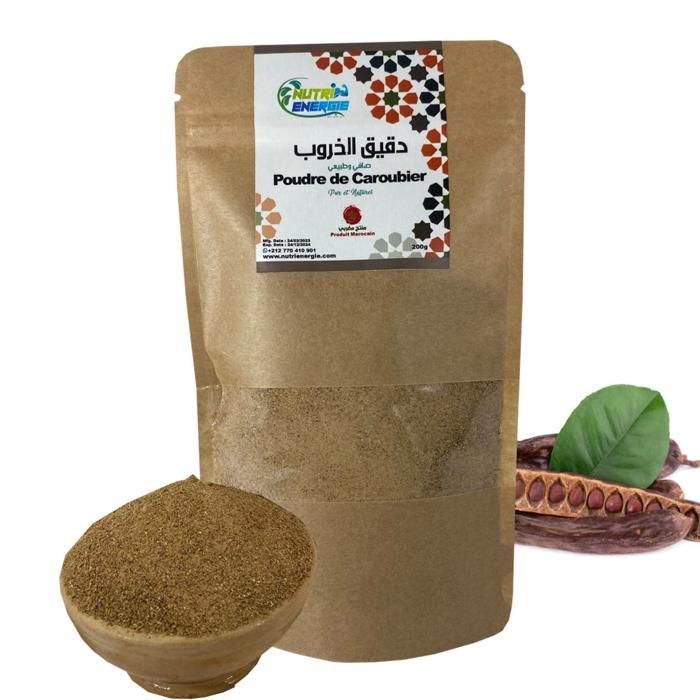 Poudre de Caroubier 100% Pure et Naturelle - 200g - NUTRIENERGIE