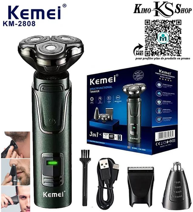 3 en 1 rasoir électrique pour hommes, Rechargeable par USB, multifonction, pour barbe, nez, oreilles, cheveux, tondeuse étanche