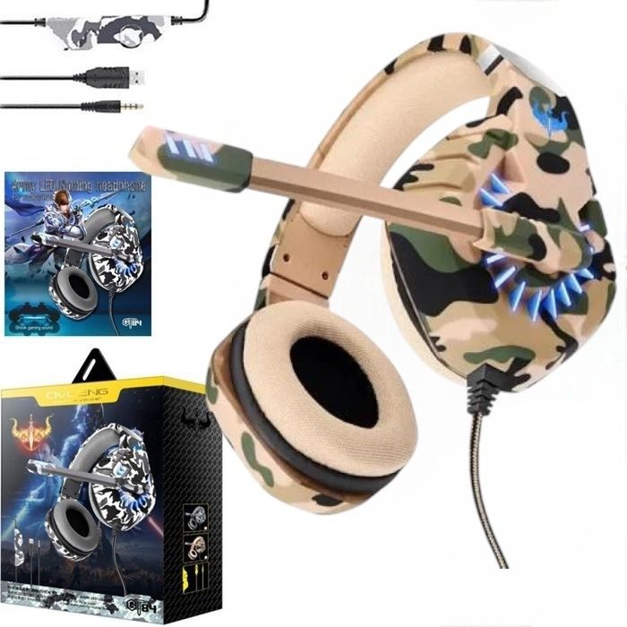 Gaming Casque Gamer de jeu filaire , e-sports avec Microphone LED stéréo 7.1, casque HiFi entouré virtuel pour PS4 PC portable