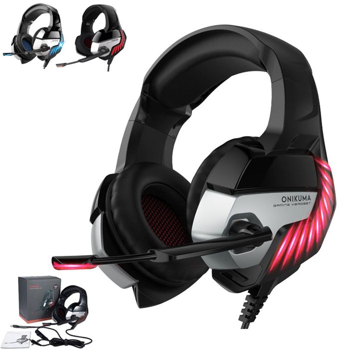 casque de jeu K5 PRO, écouteurs filaires stéréo avec Microphone, lumières LED, pour PS4, PC, tablette, Xbox One