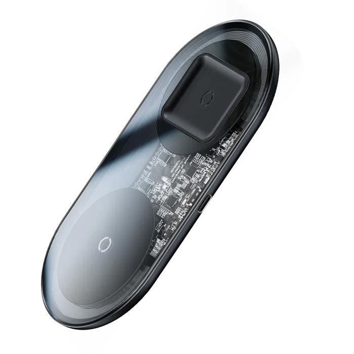 Baseus Wireless Charger WXJK-A01 2in1 Simple Turbo 2A 15W Cell Phone + Airpods Black