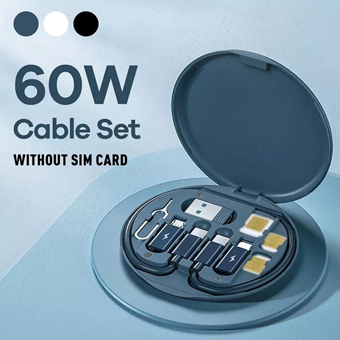 5 en 1 Câble USB C vers USB C pour Macbook iPhone, câble de données de charge rapide, câble micro IOS, support de boîte, PD, 60W,