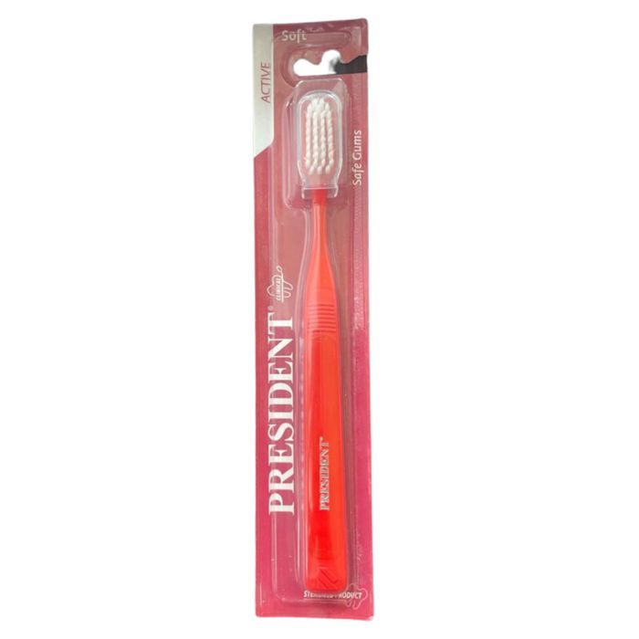 PRESIDENT Brosse à Dents Active Soft - Souple - (Mixte - Adulte) - Rouge
