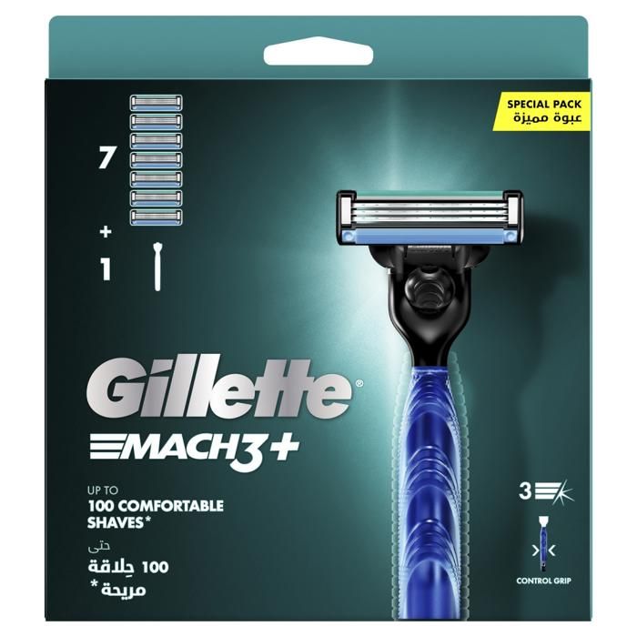 Pack Gillette Système Mach3 - 1 Manche de Rasoir + 7 Recharges