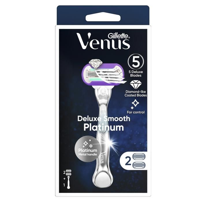 Venus Rasoir Système Deluxe Smooth Platinum 5 Lames - 1 Rasoir + 1 Recharge