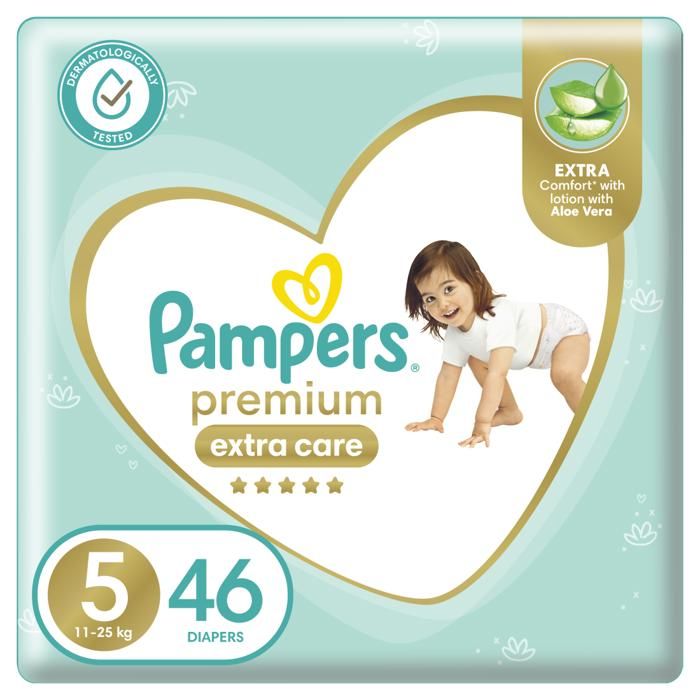 Pampers Premium Care Couches Bébé Taille 5 (11-25kg) - 46 unités
