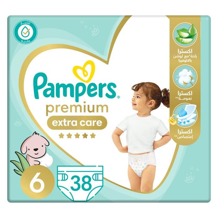 Pampers Premium Care Couches Bébé Taille 6 (13kg+) - 38 unités