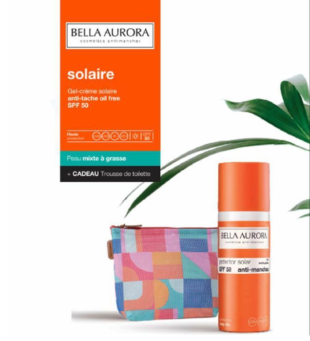 Bella aurora gel creme solaire SPF 50+ Peaux mixte à grasses 50ml + Trousse