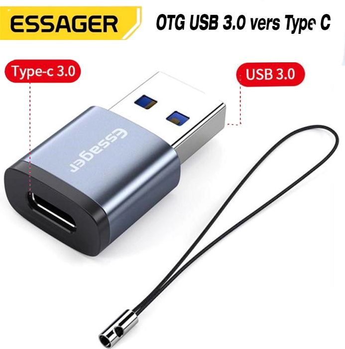 connecteur USBC vrs Type C adaptateur OTG USB 3.0 Type C mâle vers USB femelle, convertisseur pour PC Macbook Xiaomi Samsung